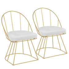 Canary Contemporary Dining Accent Chair In Gold White Velvet Fabric Set Of 2 Lumisource Dc Cnry Au Vw2 Gold Dining Chairs Velvet Dining Chairs White Dining Chairs