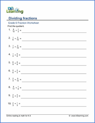 Grade 6 Multiplication And Division Of Fractions Worksheets Free Printable K5 Learning