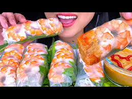 Asmr Shrimp Spring Rolls Fresh Homemade Crunchy Sounds No Talking Asmr Eating Show Asmr Phan Youtube Shrimp Spring Rolls Spring Rolls Eat