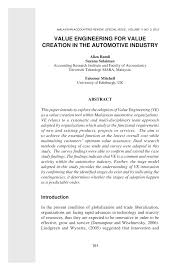Global database's phone database is comprised of 65684 work numbers for malaysia companies and employees. Pdf Value Engineering For Value Creation In The Automotive Industry