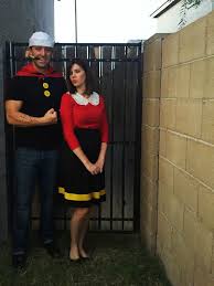 Diy Popeye And Olive Oyl Costume Autumn Awesome Ness Pinterest Kostum Und Halloween Costumes To Make Clever Couples Halloween Costumes Olive Oyl Costume