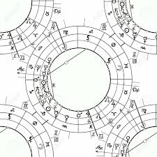 synastry natal astrological chart seamless pattern illustration