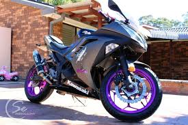 Black And Purple Motorcycle Club Kawasaki Ninja 300 Custom Bike In Black Purple Saraaghelise Photography Kawasaki Ninja 300 Sports Bikes Motorcycles Ninja Bike