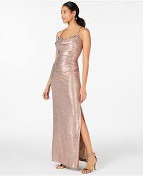 Nightway Petite Cowl Neck Metallic Gown Dresses Petites