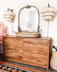 Boho Girls Room With Changing Basket In 2020 Wood Dresser Dresser Decor Home Decor Pictures
