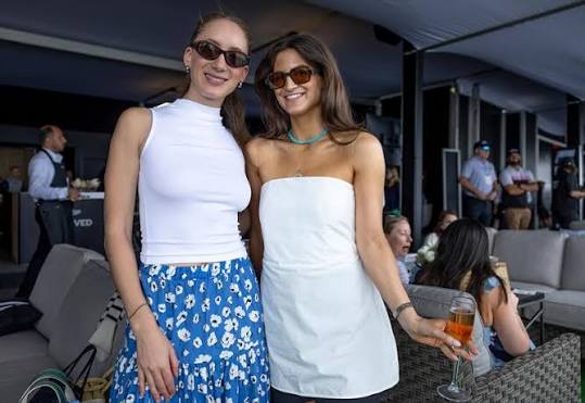 CNN news anchor Kaitlan Collins in the Adrenaline Lounge on Race Day 2 of  the Mubadala New York Sail Grand Prix in New York, USA