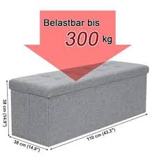 Songmics Banc Avec Coffre De Rangement Pliable Lsf77g 3 Places Tissu En Lin 110 X 38 X 38 Cm Coffre De Rangement Rangement Et Pouf Coffre