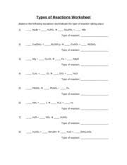 Hcl + naoh à h2o + nacl. Types Of Reactions Worksheet And Key Types Of Reactions Worksheet Balance The Following Equations And Indicate The Type Of Reaction Taking Place 1 Course Hero