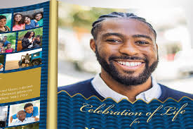 Blue Gold Celebrate Funeral Program Template for Canva, Celebration of  Life, Order of Service, Obituary Template for Men, 8 Pages, 5.5x8.5