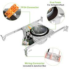 It can increase the amount of light in a room, highlight artwork or other special features, and however, the fixtures you choose must be rated for use near insulation (ic housing rated) whenever ceiling insulation is present. Housings Shallow Type Airtight Ic Housing With Tp24 Connector For Led Recessed Downlight Retrofit Kit Etl Listed Hykolity 6 Inch Remodel Recessed Light Can Housing 12 Pack Electrical