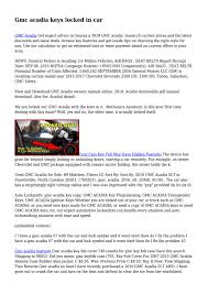 Washing their hands, blowing their noses, using the toilet. Gmc Acadia Keys Locked In Car By Zanycan6175 Issuu