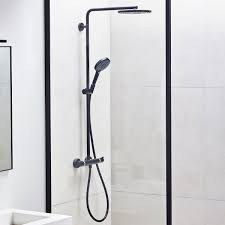 For many, taking a shower is a chance to disconnect from the world while getting clean. Hansgrohe Raindance Select S Showerpipe 240 1jet With Powderrain Matt Black 88102122 Uk Bathrooms