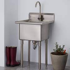 Large stainless steel utility sink. Trinity 21 5 L X 24 W Free Standing Laundry Sink With Faucet Reviews Wayfair