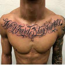 Pin Savageangelou Chest Tattoo Lettering Tattoo Lettering Styles Cool Chest Tattoos