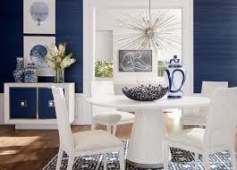 This contemporary dining room has a blue and white color palette that really makes the room pop. Blue White Dining Room Formal Dining Room Ideas Ethan Allen