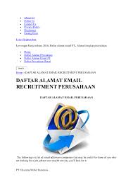 Temukan perusahaan impian anda di jobplanet dan raih karier yang lebih baik! Doc Daftar Alamat Email Recruitment Perusahaan Reno Himawan Academia Edu