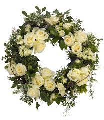 White roses express a symbol of love, purity, respect & hope. White Rose Wreath Flowers Are Us Belfast Florist Bouquets Flowers Handties