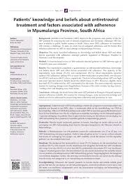 Mr.thuli mthembu is a lecturer in the department of occupational therapy since 2011. Pdf Patients Knowledge And Beliefs About Antiretroviral Treatment And Factors Associated With Adherence In Mpumalanga Province South Africa