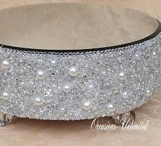 Round Cake Stand Bling Wedding Cake Stand With Pearls Cake Stand Cupcake Stand Cupcake Tower 2128496 Bling Cakes Bling Wedding Cakes Bling Wedding