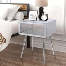 End tables for living rooms are. Coolmore Mirror Bedside Table End Table Silver