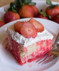This jello strawberry parfait is pretty and light, you won't harm your waistline. Strawberry Jello Cake Sugar N Spice Gals