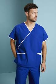 Shop now with free shipping and free returns. Men S Fitted Mock Wrap Scrub Top Royal White