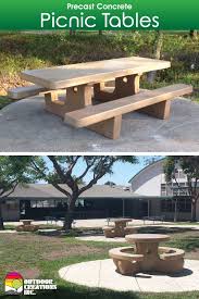 Durable Concrete Picnic Tables All With No Assembly 75 Models Available Rectangle Square Round Co Outdoor Picnic Tables Picnic Table Round Picnic Table