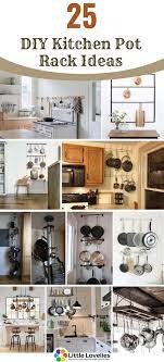 Pot rack ladder with hanging pots and pans. 25 Diy Pot Rack Ideas Easy Ways To Organize Pots And Pans