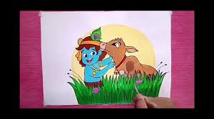 This gokulashtami, learn to draw vasudev carrying cute little krishna out of the prison cell in a basket cute little krishna over the ferocious yamuna river sketch of baby krishna and his father vasudev is also presented in color. Radha Krishna Drawing For Kids Step By Step Video Dailymotion
