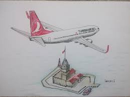 Boeing Ve Kiz Kulesi Cizim Videosu Timelapsedrawing Plane Drawing Art Drawings