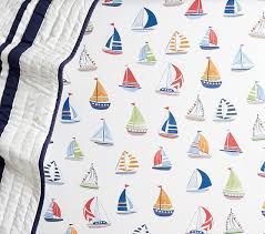 Find adorable sailboat and whale crib bedding in white and navy! Organic Hudson Sailboat Crib Sheets Pottery Barn Kids