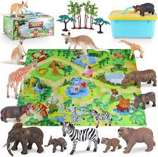 Toy Animals For Toddlers Zoo Animals Figures Playset With Activity Play Mat And Trees Rea Child Development Toys Pet Toys Animal Figurine Toys