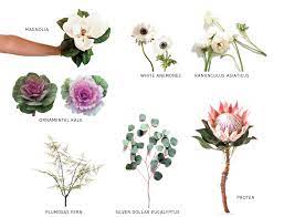 What's the season of flowers for a wedding? Some Of The In Season February Flowers Around Here Love The Anemones And Eucalyptus Wedding Flower Guide February Flowers Flower Arrangements