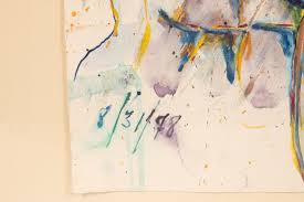 MALCOLM BONNEY (AMERICAN 20TH C.) ACRYLIC ON PAPER, 1978, H 30", W 22",  FIGURES IN A LANDSCAPE sold at auction