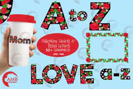 Hearts And Roses Capital Letters Graphic By Ambillustrations Creative Fabrica Herzen Und Rosen