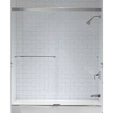 Kohler Revel 62 In H X 56 625 In To 59 625 In W Frameless Bypass Sliding Bright Silver Bathtub Door Clear Glass Lowes Com In 2020 Bathtub Doors Frameless Bathtub Doors Bathtub Remodel