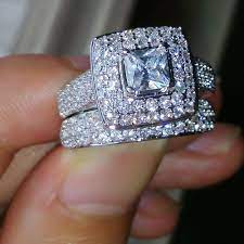 فيكتوريا Wieck نيس مجوهرات 134 قطع توباز محاكاة الماس معبأ خاتم الزفاف مجموعة Sz 5 11 الشحن مج Princess Diamond Engagement Rings Low Cost Jewelry Wedding Rings