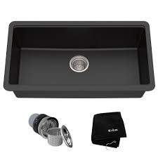 400x400 cuba 1.0 bowl stainless steel. Kraus Granite Black Onyx 31 Inch 1 Bowl Undermount Kitchen Sink Overstock 8844063