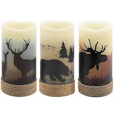 Wondise Christmas Tree Flameless Candles Battery Operated With Timer Birch Bark Led Flickering Candles Real Wax Warm Light Christmas Home Decoration Set Of 3 Candles Holders Candles