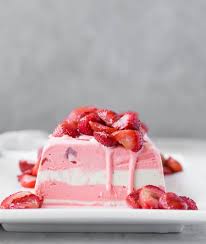Easy to make, refreshing and delicious. Ice Cream Terrine With Roasted Strawberries Rachel Cooks