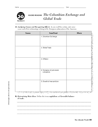 One example has been filled in for you. The Columbian Exchange And Global Trade Graphic Organizer For 6th 8th Grade Lesson Planet