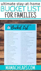 Stay At Home List In 2020 Fun Family Activities Bucket List Family Boredom Busters For Kids