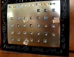 Sheet Metal Tile Magnets Chalkboard Paint Calendar Board Craft Tutorial Whew Diy Magnet Board Calendar Board Diy Calendar