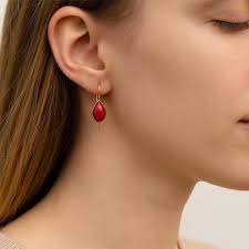 Small Matte Coral Earrings Dangle