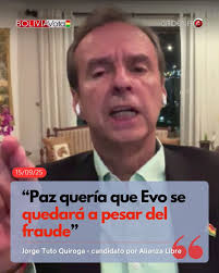 El candidato a la presidencia por Alianza Libre, Jorge Tuto Quiroga,  criticó fuertemente las declaraciones de su contrincante Rodrigo Paz, rumbo  a la segunda vuelta.