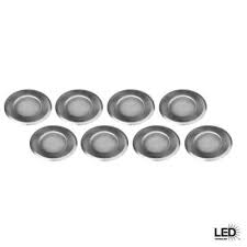 Hampton Bay 12v Low Voltage Led 8 Piece Stainless Steel Deck Light Kit Hd28101bs8 At The Home Depot Deck Lighting Led Deck Lighting Led Lighting Home
