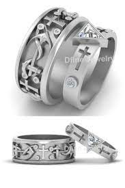 Cross Anchor Wedding Band Set Matching Cross Couple Rings Silver Engagement Rings Wedding Bands Set Buying An Engagement Ring Skull Engagement Ring