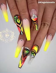 Yellow nails with black and white accent nail & lemon design. 70 Hot Acrylic Coffin Nails Trend Ideas In 2019 Yellow Nails Design Yellow Nail Art Nail Art Designs
