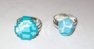 Inspired By Minecraft Diamond Adjustable Size Ring From əllure Arts Minecraft Clay Charms Polymer Clay Charms Polymer Clay Miniatures