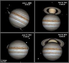 At their closest points, jupiter and earth are 588 million km / 365 million mi away from each other. Jupiter Saturn Conjunction Series